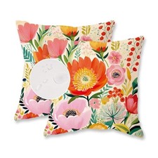 Spring Summer Floral Pillow Covers 18x18 Inch Set of 2 18" x 18" Pack of 2 