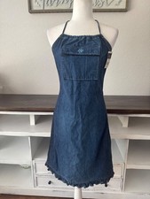 NWT Vintage 1999 Tommy Hilfiger Denim Halter Corset Apron Dress Y2K Size M 6