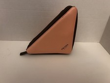 Prada Triangle Clutch Bag Cosmetic Pouch Pink Black New