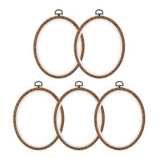 7x5.9inch Embroidery Hoops, 5Pieces Imitated Wood Oval Frame Cross Stitch Hoo...