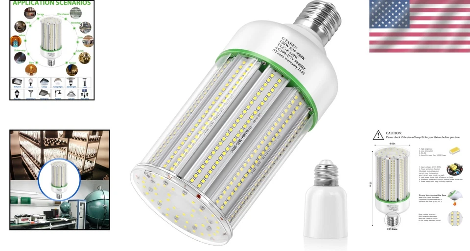 High-Efficiency 100W LED Corn Bulb - Waterproof, Bright for Industrial Spaces - Image 2 of 4