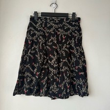 Vintage 90s AB Studio Black Floral A-line Skirt M