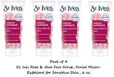 St. Ives Rose Aloe Face Scrub Facial Micro-Exfoliant for Sensitive Skin 6 oz x4