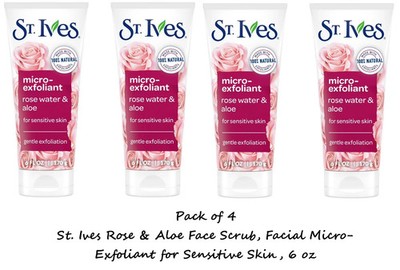 St. Ives Rose  Aloe Face Scrub Facial Micro-Exfoliant for Sensitive Skin 6 oz x4