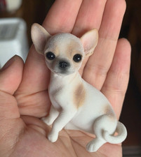 JXK Fluff Chihuahua cane figura animale domestico cucciolo animale modello bambini regalo giocattolo da collezione