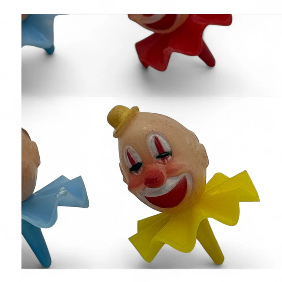 Винтажный набор из 6 пластиковых топперов для торта Wilton Clown середины века - Изображение 4 из 4