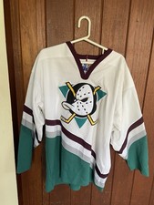 Mighty Ducks Anaheim VTG Starter Hockey Jersey Medium White Teal NHL 90s READ