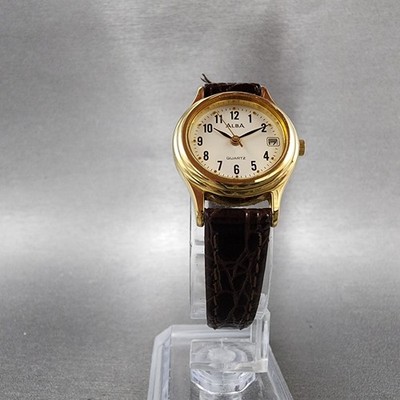 Seiko Alba Watch Women 23mm White Dial Gold Tone Date V782-X104