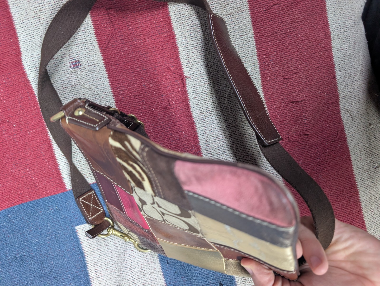 Coach Patchwork Patchwork Leather Seude Crossbody… - image 6