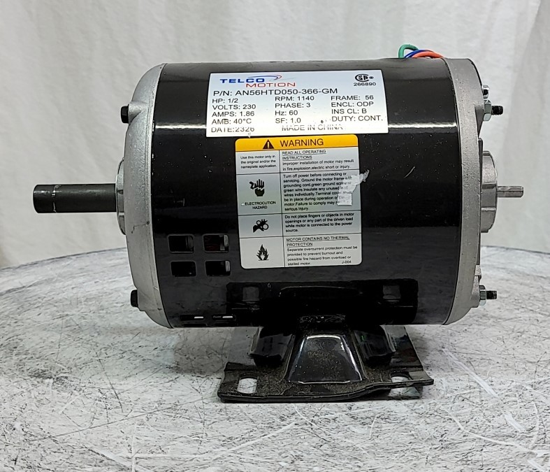 TELCO 1140 AN56HTD050-366-GM Electric Motor 1/2HP 3 Phase SEE NOTES