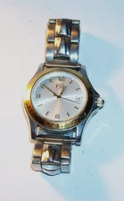 ESQ ESQUIRE SWISS MENS 300487 WHITE DIAL DATE SILVER TONE QUARTZ WATCH (NICE)