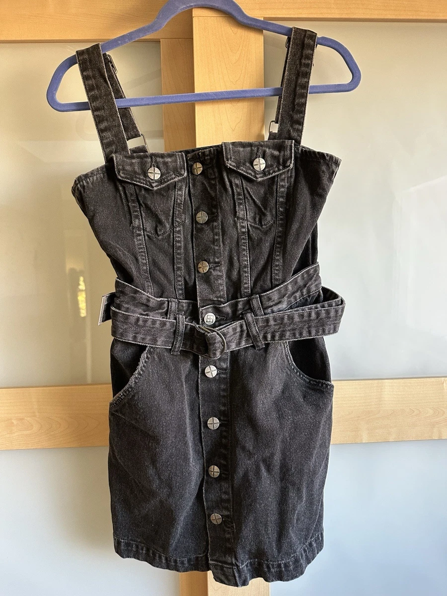 black overall mini dress Pocketed Square Neck Wide Strap Overall Dress – Charming Charlie main image 0