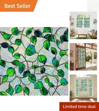 Rainbow Stained Glass Window Film - Decorative Privacy Static Cling, 17.5x157