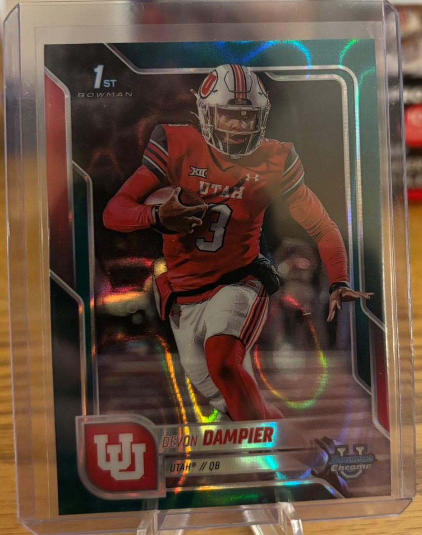 2025 Bowman Chrome University U Football Teal Lava #3 Devon Dampier Utah