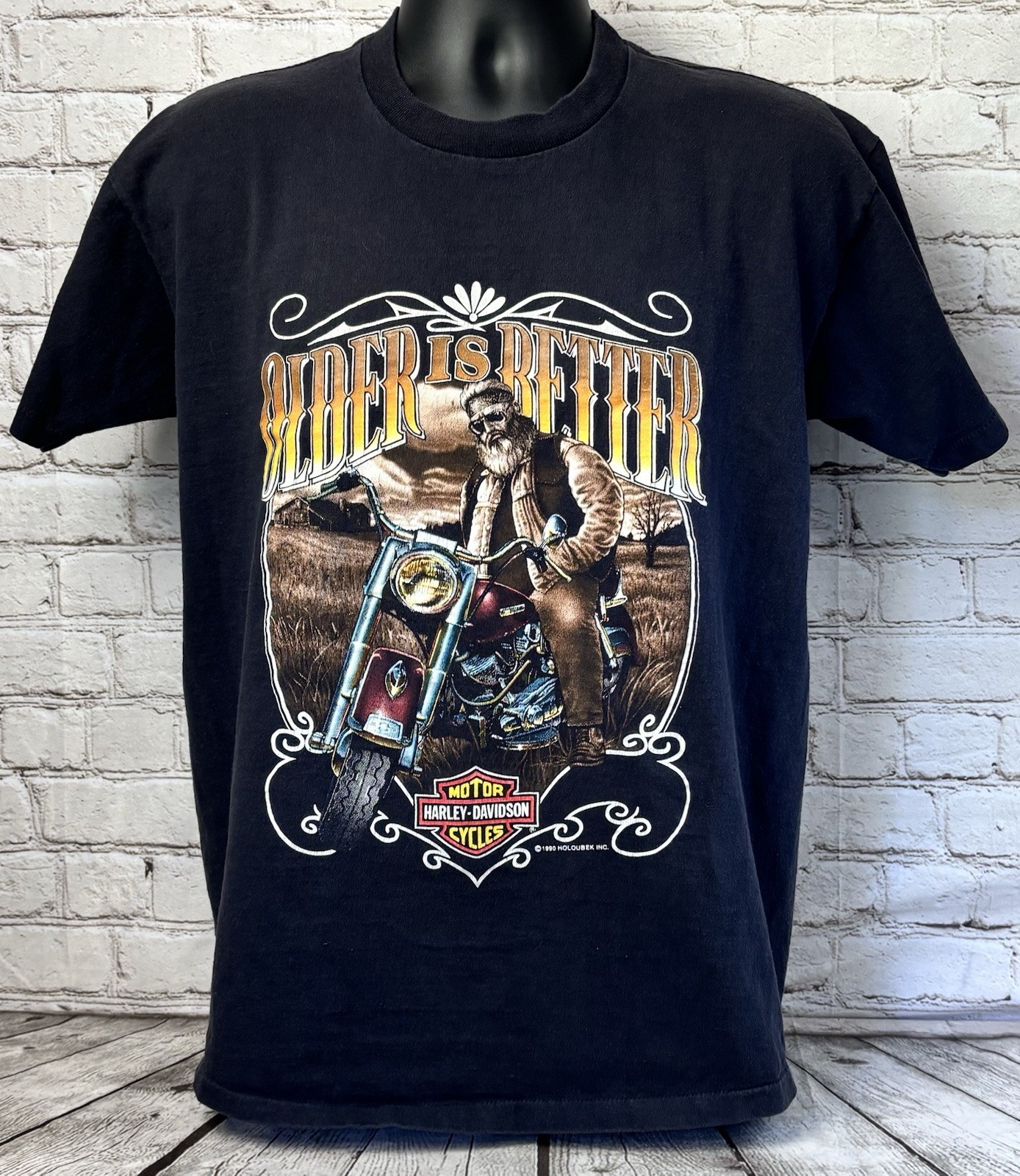 Vintage 1990 Harley-Davidson Older Is Better T-Shirt Holoubek USA Size L
