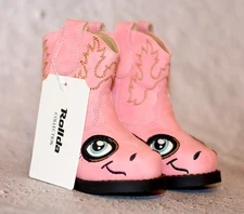 Rollda Baby Cowgirl Boots Infant Western Boots Round Toe Pink Size 3 Toddler