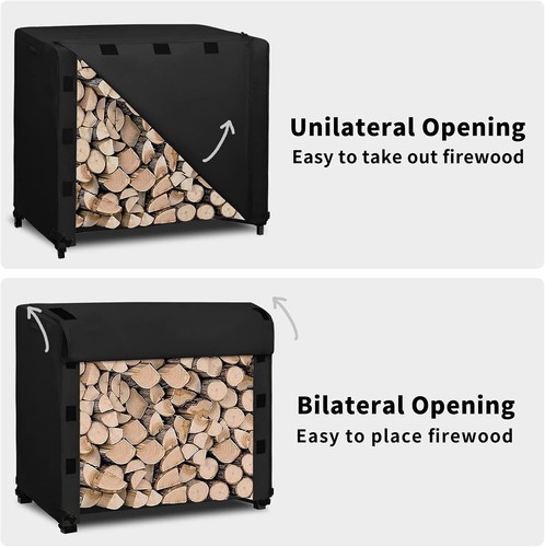 Easy-Going Copertura per Log Rack da Esterno 4 Piedi Impermeabile 4 FT (solo Copertura), Nero - Foto 5 di 7