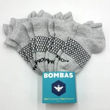 BOMBAS 4 Pairs Women's Cushion Marl Ankle Socks honeycomb Size Med 8-10.5 Grey