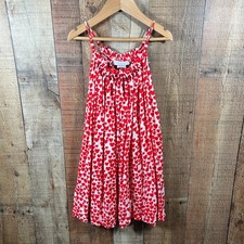 Stella McCartney Kids Heart Print Dress Beaded Strap Pocket Pink Red 4Y