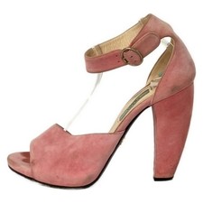 Prada Pumps Separate Open Toe Ankle Belt Suede Light Pink Women's Size EU38/US8