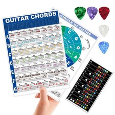 Laminated Guitar Chord Chart 2Pcs Fretboard Stickers 1Pcs with Picks 5Pcs 652