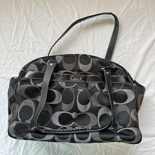 COACH Diaper Bag Black Signature Baby Tote Canvas Crossbody Work/Travel Addison