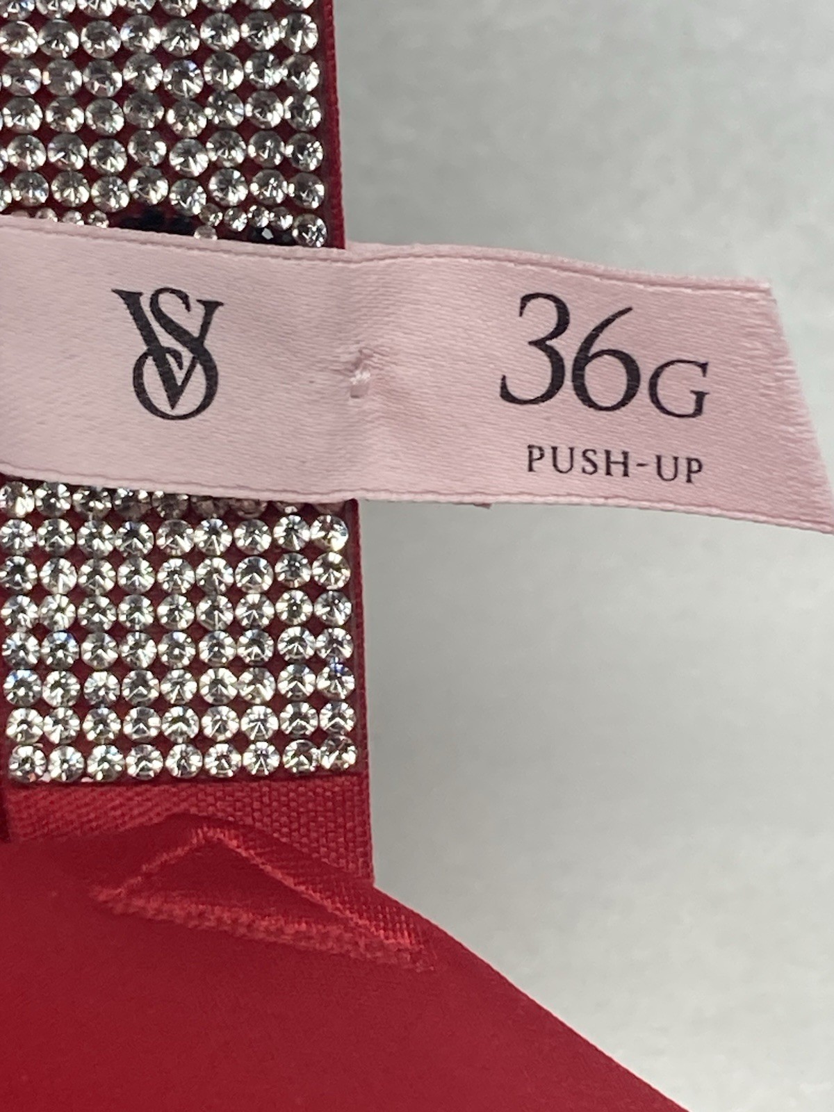 Victoria's Secret Red Push Up Logo Shine Strap Bra Size 36 G
