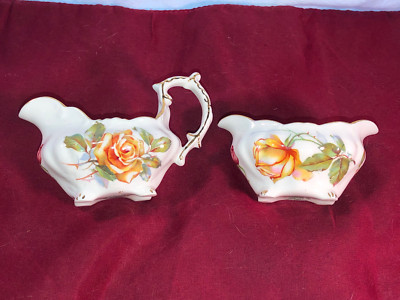 Hammersley Small Creamer And Sugar Roses Set Mint