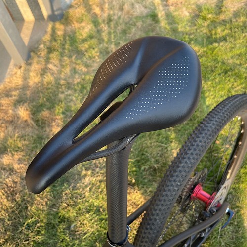 Carbon Leather Cycling Seat Hollow Cushion Oval Rail 7*9mm MTB Road Bike Saddles - Picture 3 of 15