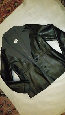 Kunstleder Jacke L Schwarz Tailliert Gina Benotti 40/42 Vintage 20 er