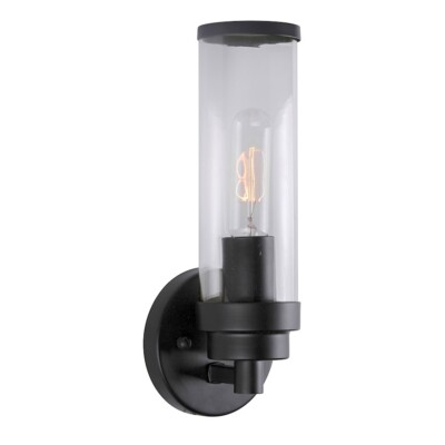 Forte Lighting Morgan 1 Light Wall Mount, Black/Clear Glass - 55007-01-04
