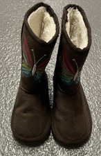 BROWN OLD NAVY BOOTS TODDLER Sz. 7 W/ BUTTERFLY PRINT EUC