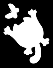 Splat Cat Butterfly 5" White Vinyl Decals Car Truck Windows Tablet Mirror