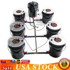DWC 5 Gallons 6 Buckets Hydroponics Growing System Recirculating Growing Kit US