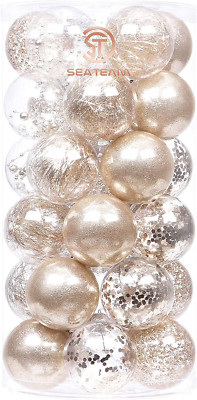 60Mm/2.36'' Shatterproof Clear Plastic Christmas Ball Xmas Baubles Set-30 Counts 