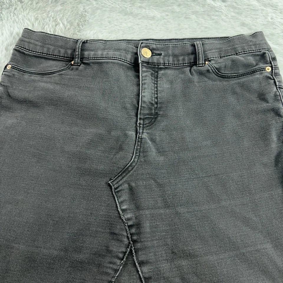 Juicy Couture Skirt Womens 16 Black Stretch Faded Comfort Denim Patchwork Y2K - Image 2 of 4