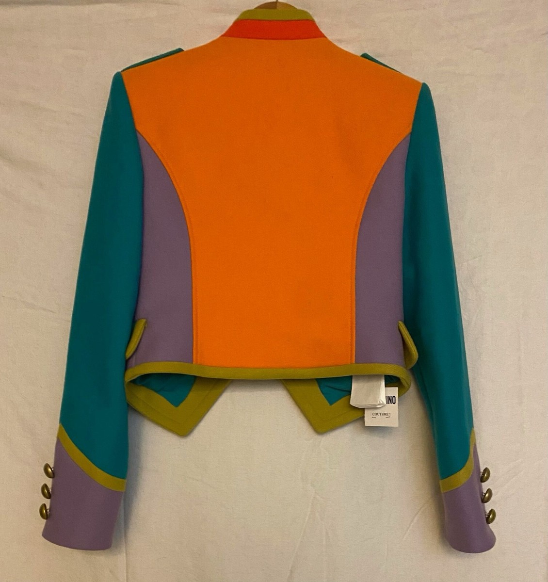 【関税&送料込み】Moschino Wool Jacket Moschino Couture Colorblock Wool Blend Military Band Jacket