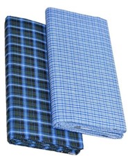 Men's Mini Checked Stitched Cotton Lungi Dhoti Length 2.25m Pack of 2 US