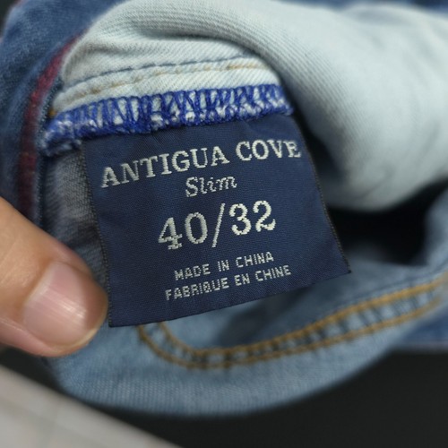 Pantalones de mezclilla Tommy Bahama Antigua Cove para hombre talla 40/32 calce ajustado algodón pierna recta - Imagen 17 de 19