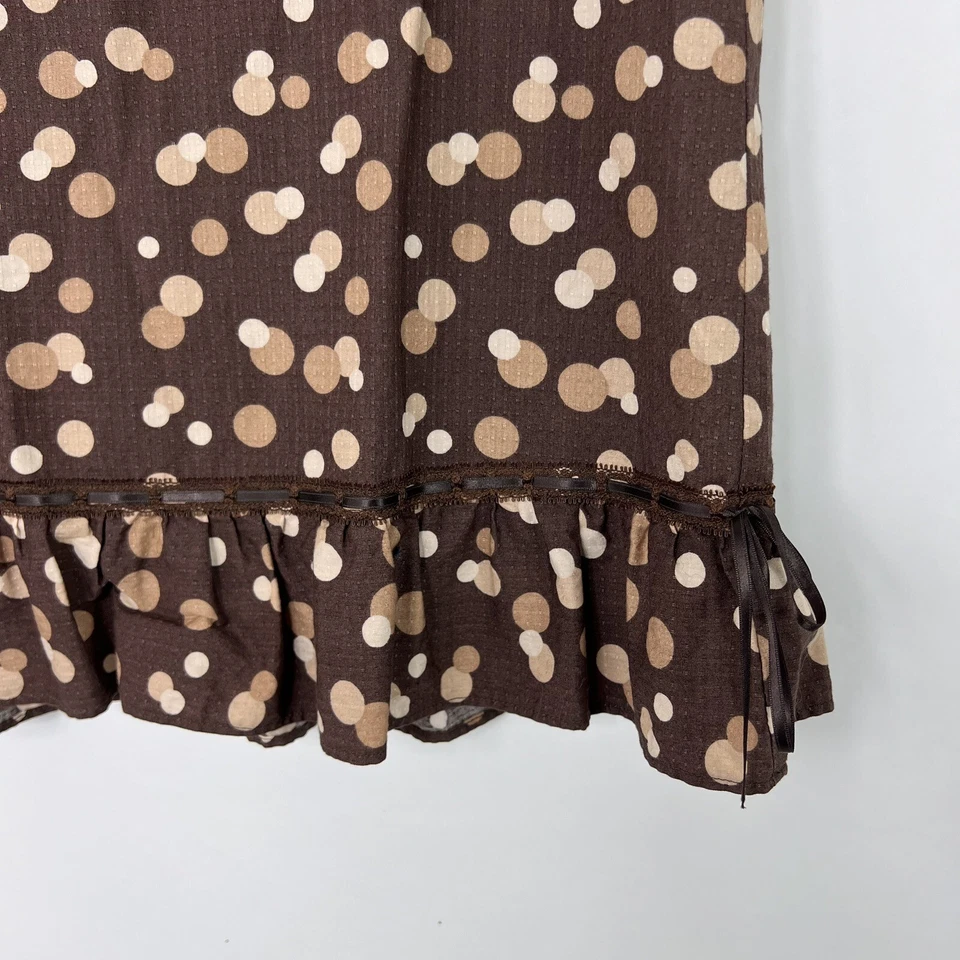 Vintage J. Falda Crew Para Mujer Petites 4P Debajo de la Rodilla Midi Marrón Lunares Foto 4 de 4