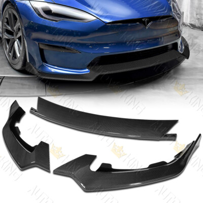 FIT 21-24 TESLA MODEL S CARBON PAINTED FRONT LOWER BUMPER LIP SPOLITTER SPOILER