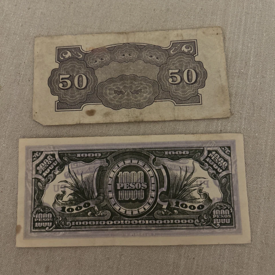 Billete de 1000 pesos 50 centavos del gobierno japonés Filipinas Segunda Guerra Mundial Foto 2 de 2