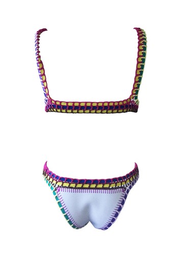 Women Crochet Bikini Set Neoprene Bikini Surf Swimwear Two Piece Bathing Suit - Picture 19 of 23
