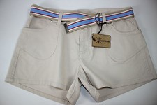NEW CARBON Size 11 Girl's Shorts Chino Sand Ribbed Cotton Stretch Belted