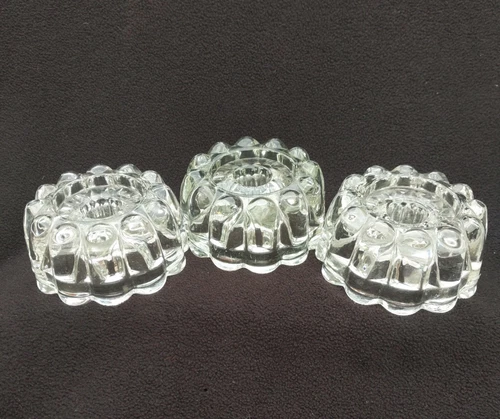 3 Vtg Princess House Candle Holders Clear 3-Way Votive Taper or Pillar Candles