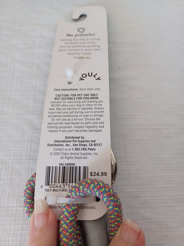 Youly REFLECTIVE ROPE LEASH MULTI Nylon - Soft 1/4" Diameter Five Feet Long. - Picture 4 of 5