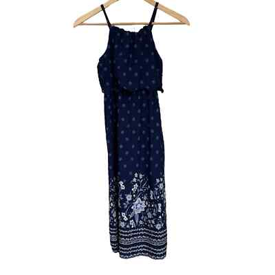 navy blue sun dresses Navy Blue Square Neck Summer Dress with Short Sleeves