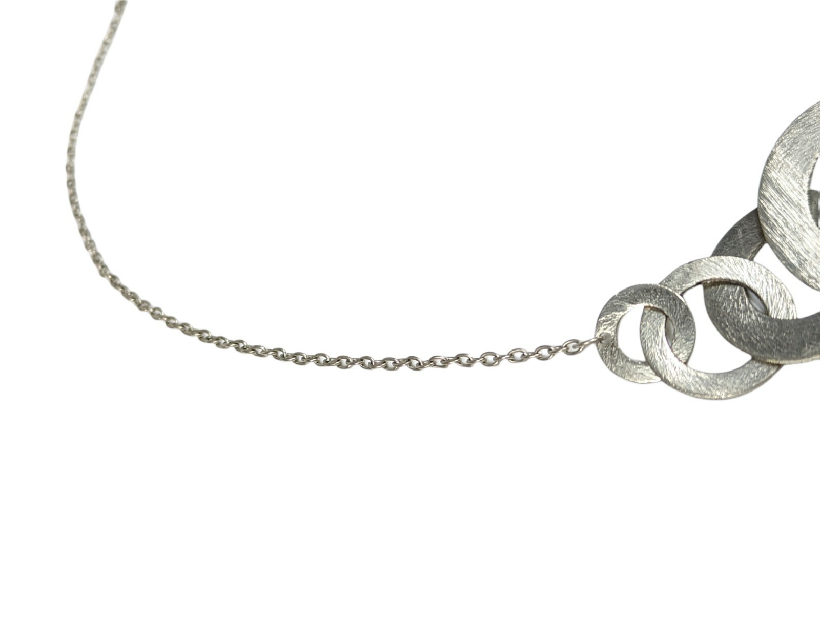 Silver Statement Necklace Interlocking Circle Rin… - image 6