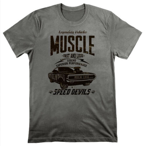 T-shirt sportiva muscle car retrò racing moto veloce biker LA, maglietta grigia Vegas - Foto 1 di 1