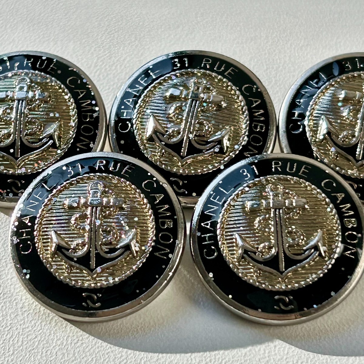 10 Black and Silver Chanel Buttons CC Logo Metal 22mm 10 Black and Silver Chanel Buttons CC Logo Metal 22mm